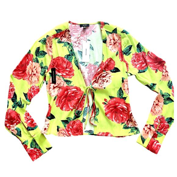 Urban Outfitters AFRM Yamila Printed Flyaway Top Small Floral Multi NWT - Picture 2 of 9